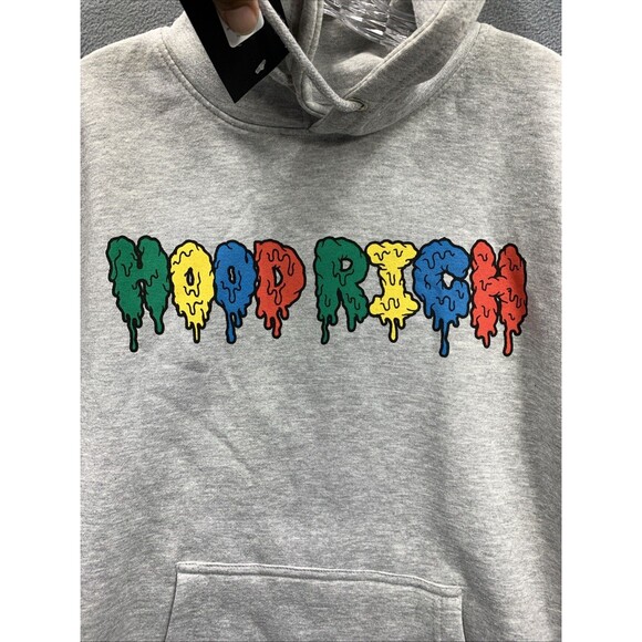 Fashion Nova Mens Pullover Hoodie Men HOOD RICH Lane Seven Gray Size Medium - Picture 3 of 15